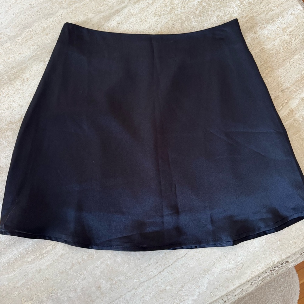 Elegant Black Satin Women's Skirt